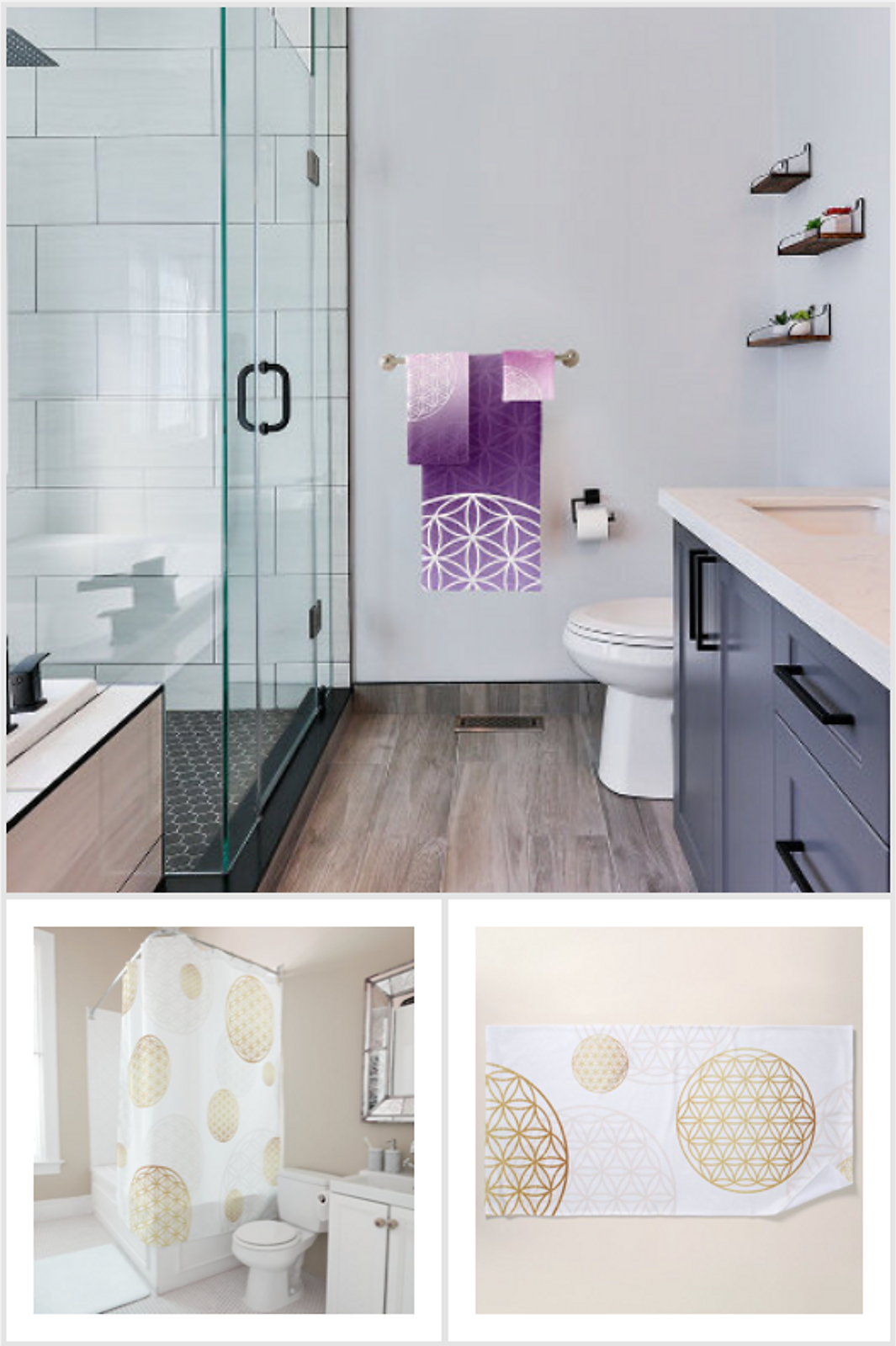 badezimmer badetuch handtuch duschvorhang energetisch blume des lebens  teppich deko online kaufen schweiz